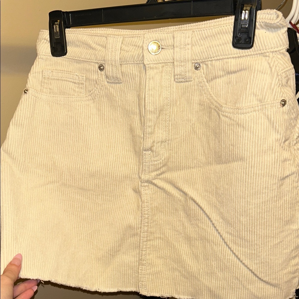 Cream Corduroy Mini Skirt